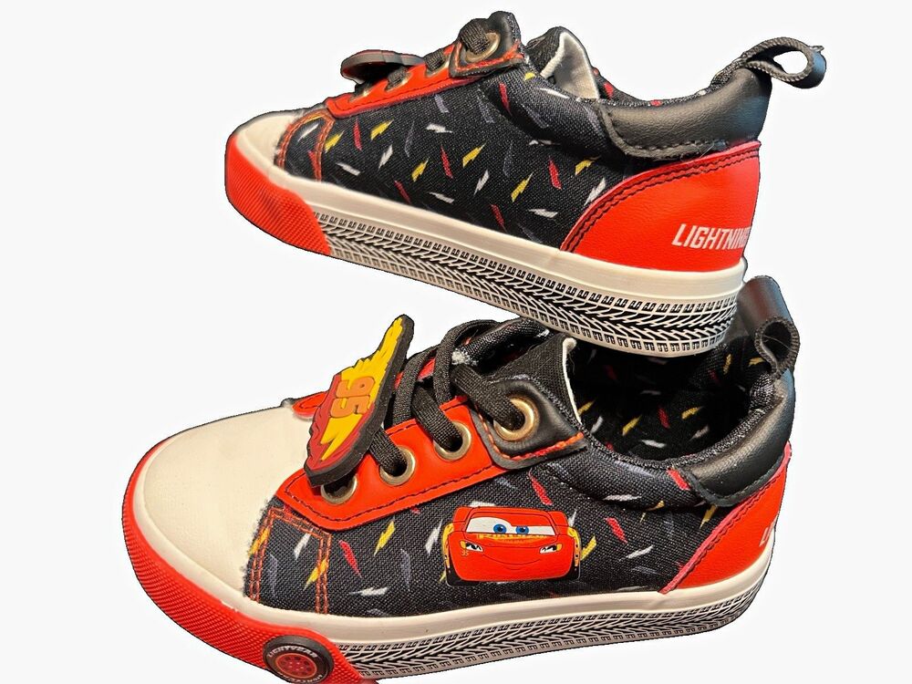 Disney Pixar Cars Lightning McQueen Toddler Sneakers Red Black Size 9 - Picture 2 of 6